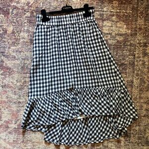 J Crew gingham print skirt with ruffle hem xxs